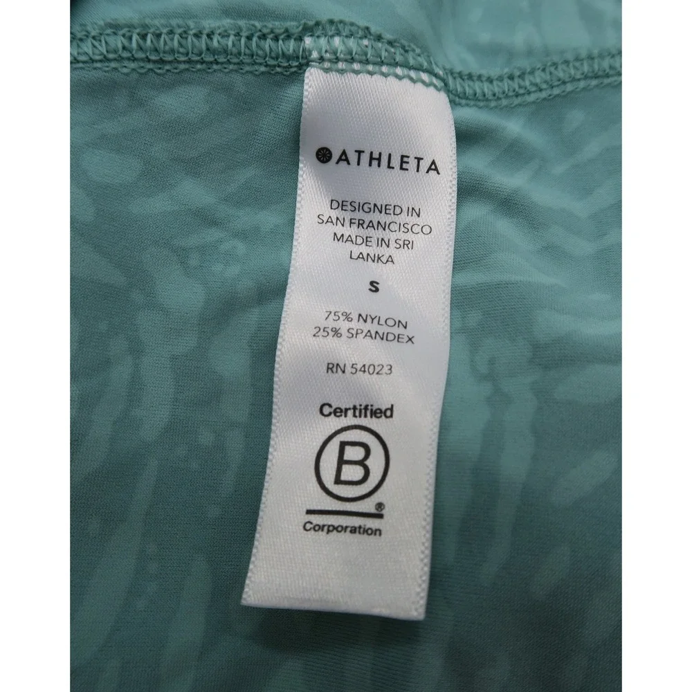 Athleta Racerback Tank Top Teal Green Animal Print Activewear Womens Small‎